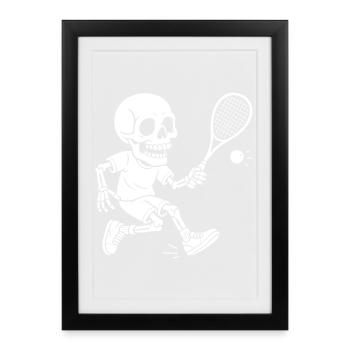 Jeu de tennis squelette Humour Design - Affiche encadrée (27 × 37 cm) - noir - Devant