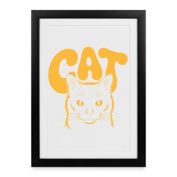 Logo du chat jaune pour fond foncé - Affiche encadrée (27 × 37 cm) - noir - Devant