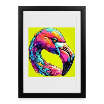 Flamant - Affiche encadrée (27 × 37 cm) - noir - Devant