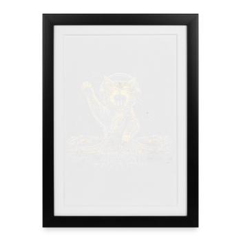 Cat DJ Turntable Music Headphones Turntable - Framed poster (27 × 37 cm) - black - Front