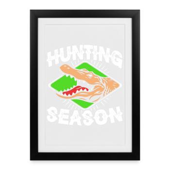 Chasse au crocodile - Affiche encadrée (27 × 37 cm) - noir - Devant