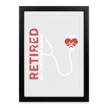 À la retraite mais à jamais infirmière - Affiche encadrée (27 × 37 cm) - noir - Devant
