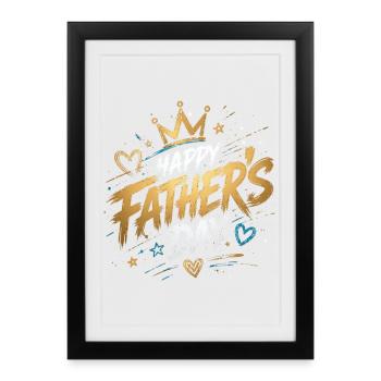 Journée fête des pères - Doré - Father's Day - Affiche encadrée (27 × 37 cm) - noir - Devant