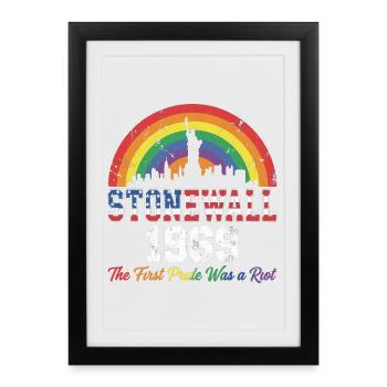 LGBTQ Stonewall 1969 - The First Pride Was A Riot - Framed poster (27 × 37 cm) - black - Front