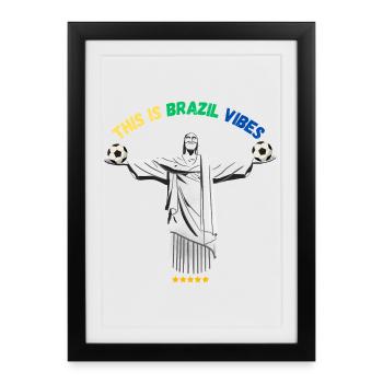 Brazil Football Vibes – Style Supporter - Affiche encadrée (27 × 37 cm) - noir - Devant
