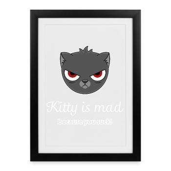 offended cat - Framed poster (27 × 37 cm) - black - Front