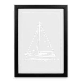 Voilier - Affiche encadrée (27 × 37 cm) - noir - Devant