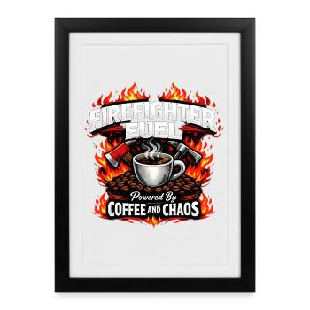 Motif du chaos du café des pompiers - Affiche encadrée (27 × 37 cm) - noir - Devant