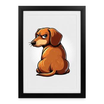 Propriétaire teckel Teckel Propriétaire teckel Propriétaire teckel Amant teckel - Affiche encadrée (27 × 37 cm) - noir - Devant