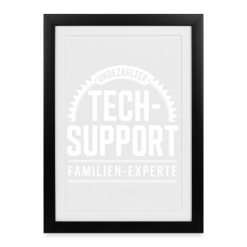 Tech Support Gear Tee - Framed poster (27 × 37 cm) - black - Front