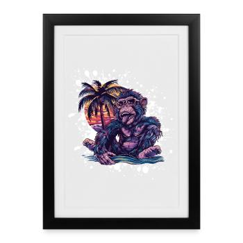 Monkey Summer Comic - Framed poster (27 × 37 cm) - black - Front