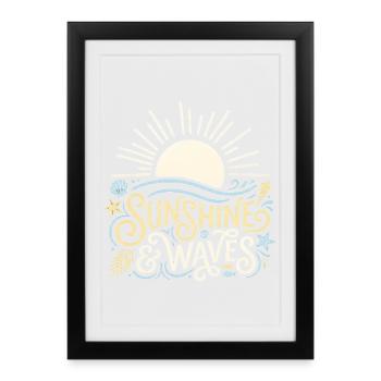 Soleil & Vagues - Affiche encadrée (27 × 37 cm) - noir - Devant