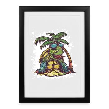 Turtle Summer Comic - Framed poster (27 × 37 cm) - black - Front