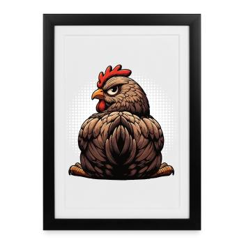 Poulets Poulet Amoureux des poules Coq Propriétaire de poulets - Affiche encadrée (27 × 37 cm) - noir - Devant