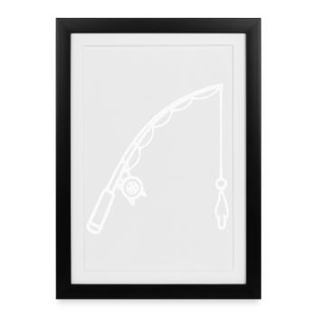 Pêche Pêche blanche Pêche Pêche Cadeau - Affiche encadrée (27 × 37 cm) - noir - Devant