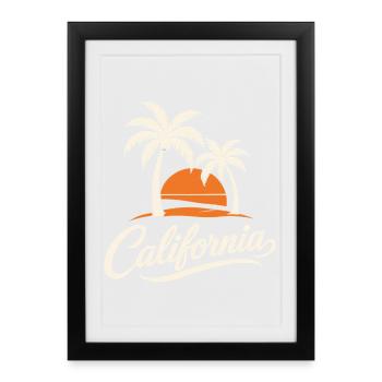 Palmiers et Coucher Californien - Affiche encadrée (27 × 37 cm) - noir - Devant