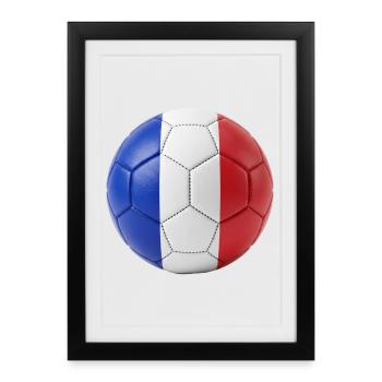 FLAG OF FRANCE ON A FOOTBALL - Framed poster (27 × 37 cm) - black - Front