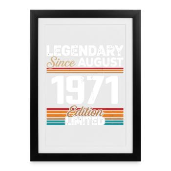Légendaire Depuis Août 1971 Vintage Rétro - Affiche encadrée (27 × 37 cm) - noir - Devant