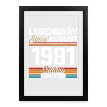 Legendary Since August 1981 Vintage Retro - Framed poster (27 × 37 cm) - black - Front
