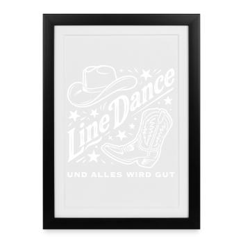 Line Dance Cowboy Flair - Gerahmtes Poster (27 × 37 cm) - Schwarz - Vorne