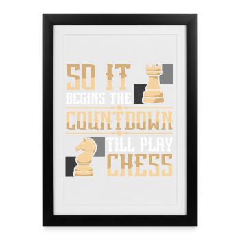 Échiquier des joueurs d’échecs - Affiche encadrée (27 × 37 cm) - noir - Devant