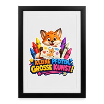 Kreativer Fuchs kleine Pfoten ganz grosse Kunst - Gerahmtes Poster (27 × 37 cm) - Schwarz - Vorne