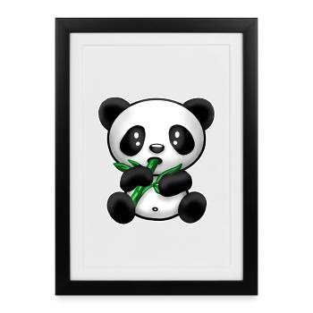 Panda with bamboo - Framed poster (27 × 37 cm) - black - Front