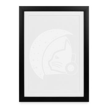 Galactic Cat Astronaut Illustration - Framed poster (27 × 37 cm) - black - Front