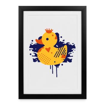 Un canard en caoutchouc avec une couronne comme - Affiche encadrée (27 × 37 cm) - noir - Devant
