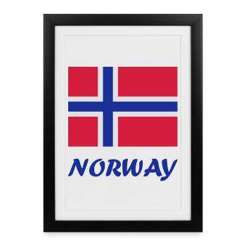 Drapeau norvégien - Affiche encadrée (27 × 37 cm) - noir - Devant