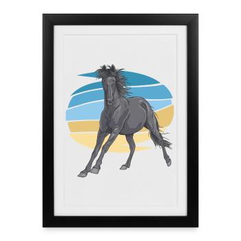 Black Horse - Affiche encadrée (27 × 37 cm) - noir - Devant