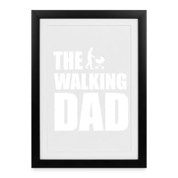 The Walking Dad – Dad with a stroller - Framed poster (27 × 37 cm) - black - Front
