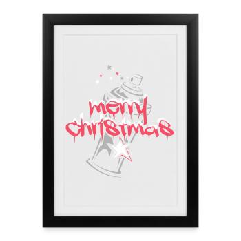 Graffiti Noël Spray Boîte Hip Hop - Affiche encadrée (27 × 37 cm) - noir - Devant