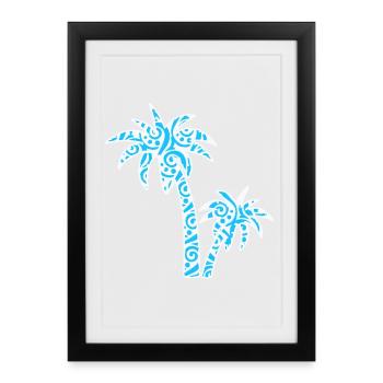 Tropic Wave Abstract Palm Design - Affiche encadrée (27 × 37 cm) - noir - Devant