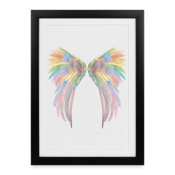 Belles ailes d'ange aux couleurs pastel - Affiche encadrée (27 × 37 cm) - noir - Devant