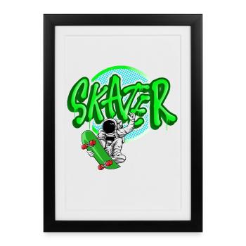 Patineur - Affiche encadrée (27 × 37 cm) - noir - Devant
