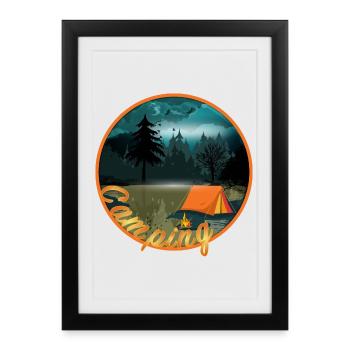 camping sauvagement romantique avec romance de feu de camp - Affiche encadrée (27 × 37 cm) - noir - Devant