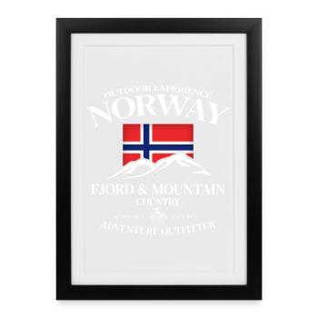 Outdoor Experience Norway Fjord Mountain - Gerahmtes Poster (27 × 37 cm) - Schwarz - Vorne