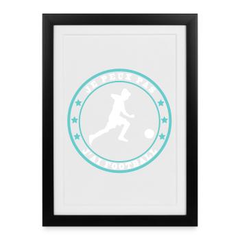 Je peux pas j'ai foot. Dessin footballeur - Affiche encadrée (27 × 37 cm) - noir - Devant