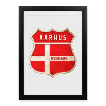 Aarhus Denmark Coat of Arms Flags Design - Framed poster (27 × 37 cm) - black - Front