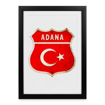 Armoiries du drapeau de la Turquie Adana - Affiche encadrée (27 × 37 cm) - noir - Devant