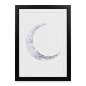 délicate lune d’argent chatoyante - Affiche encadrée (27 × 37 cm) - noir - Devant