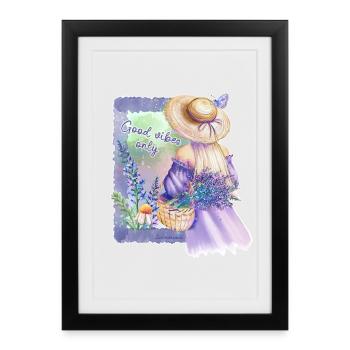 Fleurs Pastel GuteVibes - Affiche encadrée (27 × 37 cm) - noir - Devant