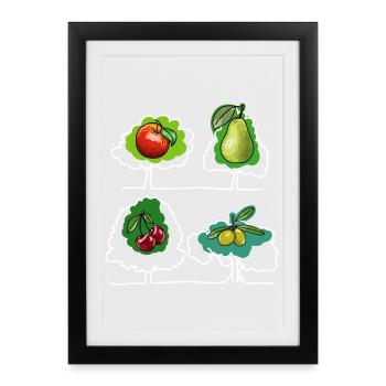 Apple, Pear, Cherry - Framed poster (27 × 37 cm) - black - Front