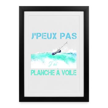 j'peux pas j'ai planche a voile - Affiche encadrée (27 × 37 cm) - noir - Devant