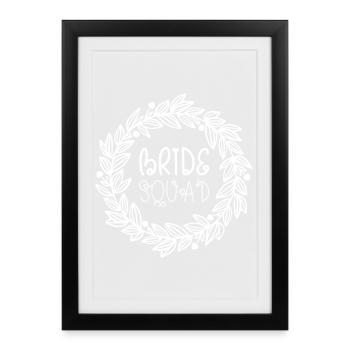 Bride Squad Couronne Feuilles - Affiche encadrée (27 × 37 cm) - noir - Devant