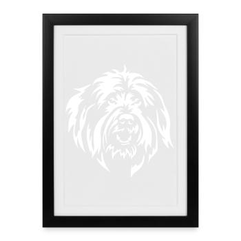Schafpudel Kopf "Black Edition" - Gerahmtes Poster (27 × 37 cm) - Schwarz - Vorne