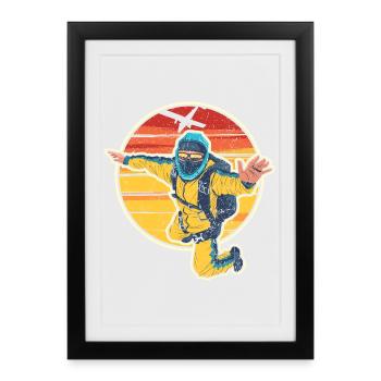 Logo du saut du parachutiste Sunrise - Affiche encadrée (27 × 37 cm) - noir - Devant