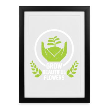 Growing plant in hands - Framed poster (27 × 37 cm) - black - Front
