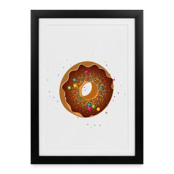 Beau beignet au chocolat avec des paillettes colorées - Affiche encadrée (27 × 37 cm) - noir - Devant